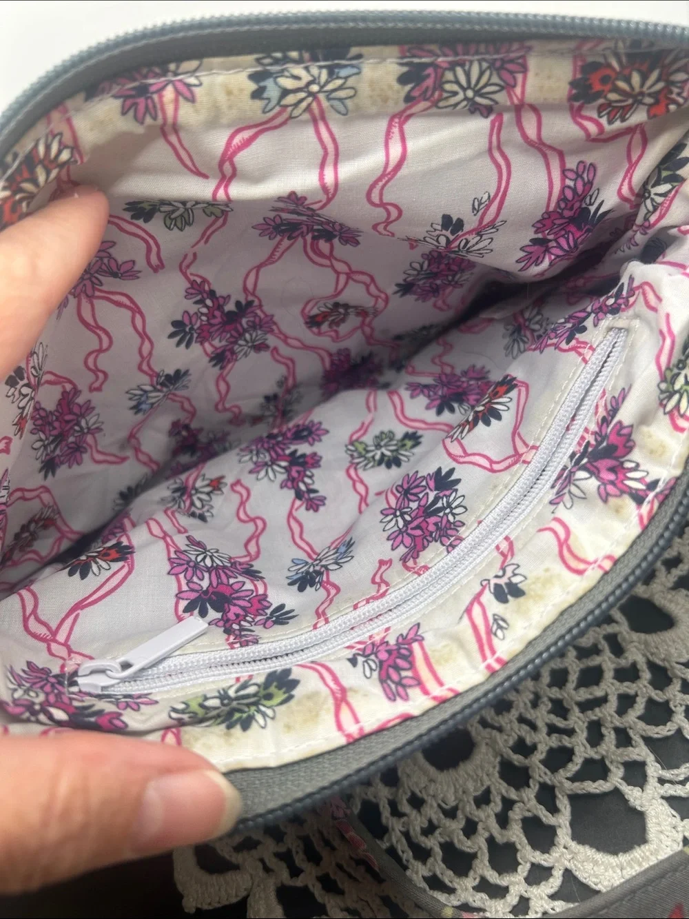 Vera Bradley Gray Quilted Floral Crossbody
